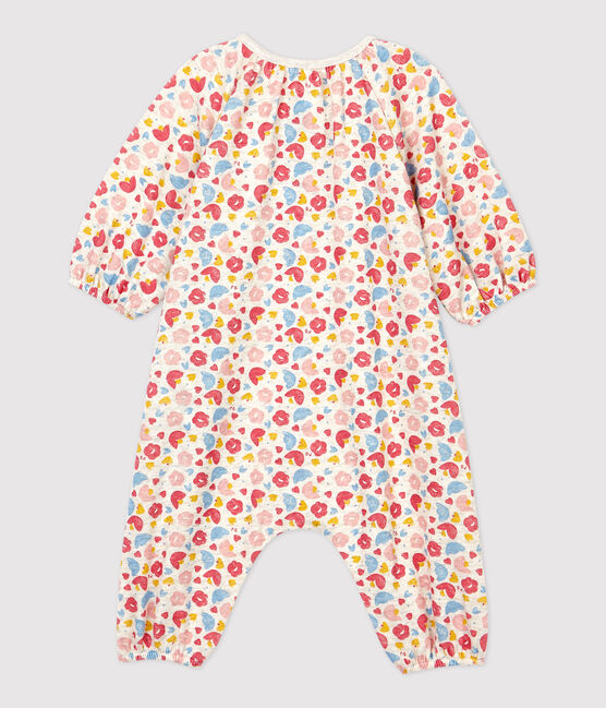Babies' Floral Wool and Organic Cotton Jumpsuit MONTELIMAR beige/MULTICO white